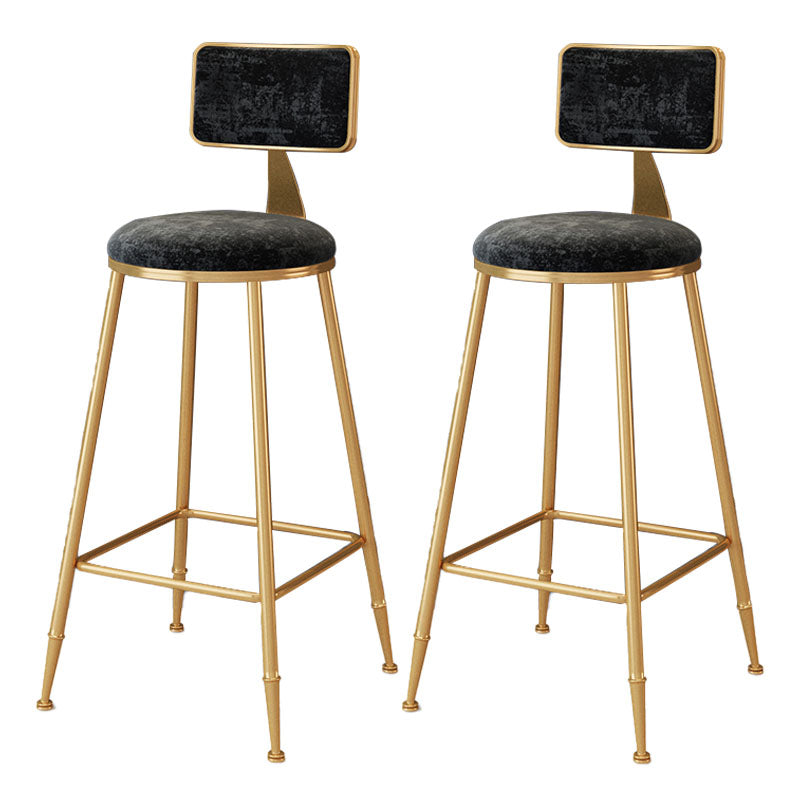 Scandinavian Round Barstools for Home Armless Stools with Metal Base Black 2 Piece Set Bar Stool(30"H) Clearhalo 'Bar Furniture' 'Bar Stools' 'bar_stools' 'furn' 'furn_bar_stools' 'Furniture' 'furniture_bar_stools' 'Kitchen & Dining Furniture' 4807473