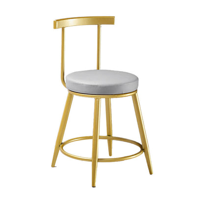 Nordic Style Upholstered Fabric Stools Armless Round Barstools for Home Grey 1 Piece Short Stool(18"H) Clearhalo 'Bar Furniture' 'Bar Stools' 'bar_stools' 'furn' 'furn_bar_stools' 'Furniture' 'furniture_bar_stools' 'Kitchen & Dining Furniture' 4807479