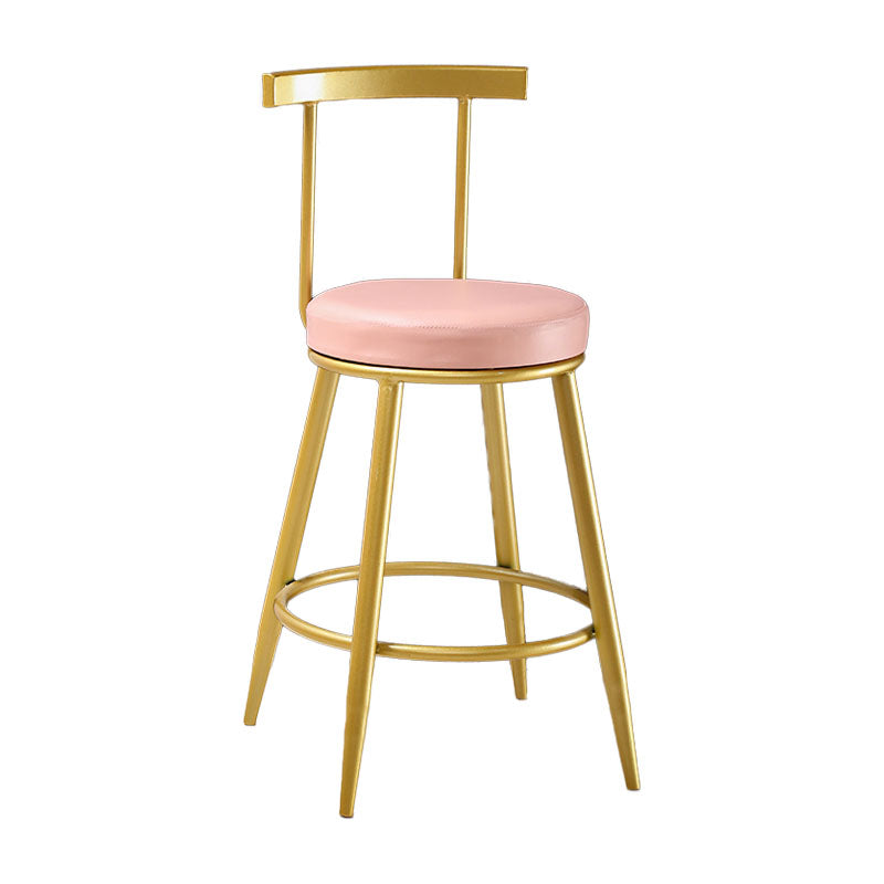 Nordic Style Upholstered Fabric Stools Armless Round Barstools for Home Pink 1 Piece Counter Stool(26"H) Clearhalo 'Bar Furniture' 'Bar Stools' 'bar_stools' 'furn' 'furn_bar_stools' 'Furniture' 'furniture_bar_stools' 'Kitchen & Dining Furniture' 4807491
