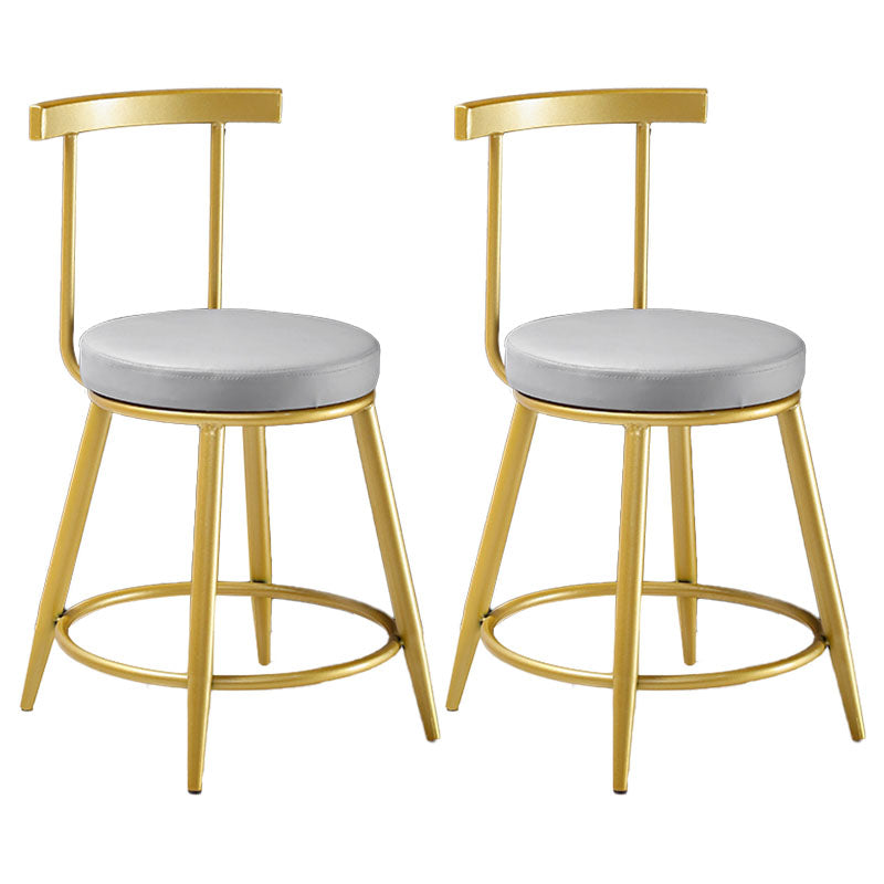 Nordic Style Upholstered Fabric Stools Armless Round Barstools for Home Grey 2 Piece Set Short Stool(18"H) Clearhalo 'Bar Furniture' 'Bar Stools' 'bar_stools' 'furn' 'furn_bar_stools' 'Furniture' 'furniture_bar_stools' 'Kitchen & Dining Furniture' 4807500