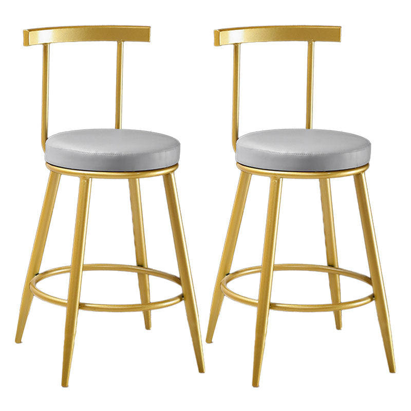 Nordic Style Upholstered Fabric Stools Armless Round Barstools for Home Grey 2 Piece Set Counter Stool(26"H) Clearhalo 'Bar Furniture' 'Bar Stools' 'bar_stools' 'furn' 'furn_bar_stools' 'Furniture' 'furniture_bar_stools' 'Kitchen & Dining Furniture' 4807504