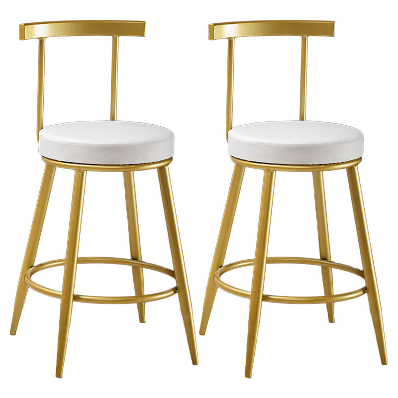 Nordic Style Upholstered Fabric Stools Armless Round Barstools for Home White 2 Piece Set Counter Stool(26"H) Clearhalo 'Bar Furniture' 'Bar Stools' 'bar_stools' 'furn' 'furn_bar_stools' 'Furniture' 'furniture_bar_stools' 'Kitchen & Dining Furniture' 4807505
