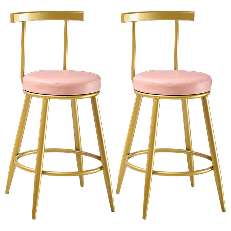 Nordic Style Upholstered Fabric Stools Armless Round Barstools for Home Pink 2 Piece Set Counter Stool(26"H) Clearhalo 'Bar Furniture' 'Bar Stools' 'bar_stools' 'furn' 'furn_bar_stools' 'Furniture' 'furniture_bar_stools' 'Kitchen & Dining Furniture' 4807506
