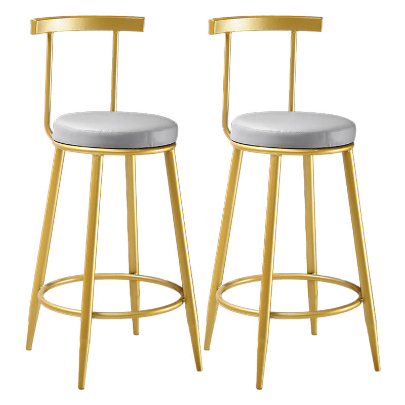 Nordic Style Upholstered Fabric Stools Armless Round Barstools for Home Grey 2 Piece Set Bar Stool(30"H) Clearhalo 'Bar Furniture' 'Bar Stools' 'bar_stools' 'furn' 'furn_bar_stools' 'Furniture' 'furniture_bar_stools' 'Kitchen & Dining Furniture' 4807508