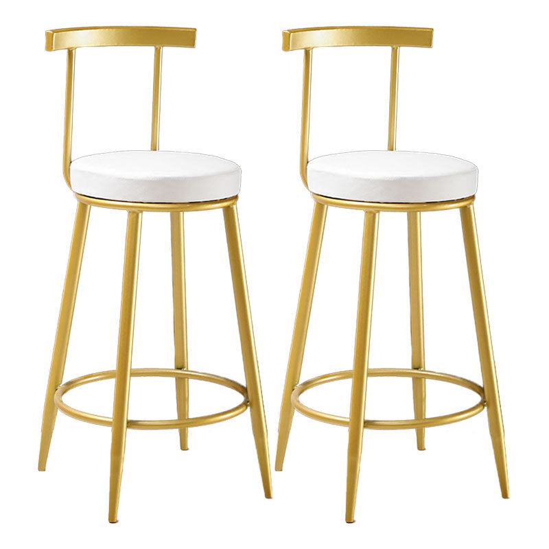 Nordic Style Upholstered Fabric Stools Armless Round Barstools for Home White 2 Piece Set Bar Stool(30"H) Clearhalo 'Bar Furniture' 'Bar Stools' 'bar_stools' 'furn' 'furn_bar_stools' 'Furniture' 'furniture_bar_stools' 'Kitchen & Dining Furniture' 4807509