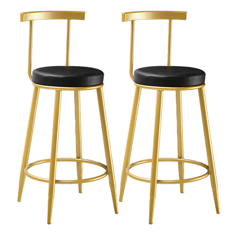 Nordic Style Upholstered Fabric Stools Armless Round Barstools for Home Black 2 Piece Set Bar Stool(30"H) Clearhalo 'Bar Furniture' 'Bar Stools' 'bar_stools' 'furn' 'furn_bar_stools' 'Furniture' 'furniture_bar_stools' 'Kitchen & Dining Furniture' 4807511