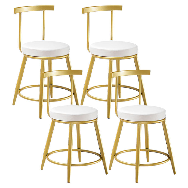 Nordic Style Upholstered Fabric Stools Armless Round Barstools for Home White 4 Piece Set Short Stool(18"H) Clearhalo 'Bar Furniture' 'Bar Stools' 'bar_stools' 'furn' 'furn_bar_stools' 'Furniture' 'furniture_bar_stools' 'Kitchen & Dining Furniture' 4807513