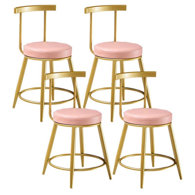 Nordic Style Upholstered Fabric Stools Armless Round Barstools for Home Pink 4 Piece Set Short Stool(18"H) Clearhalo 'Bar Furniture' 'Bar Stools' 'bar_stools' 'furn' 'furn_bar_stools' 'Furniture' 'furniture_bar_stools' 'Kitchen & Dining Furniture' 4807514