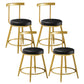Nordic Style Upholstered Fabric Stools Armless Round Barstools for Home Black 4 Piece Set Short Stool(18"H) Clearhalo 'Bar Furniture' 'Bar Stools' 'bar_stools' 'furn' 'furn_bar_stools' 'Furniture' 'furniture_bar_stools' 'Kitchen & Dining Furniture' 4807515