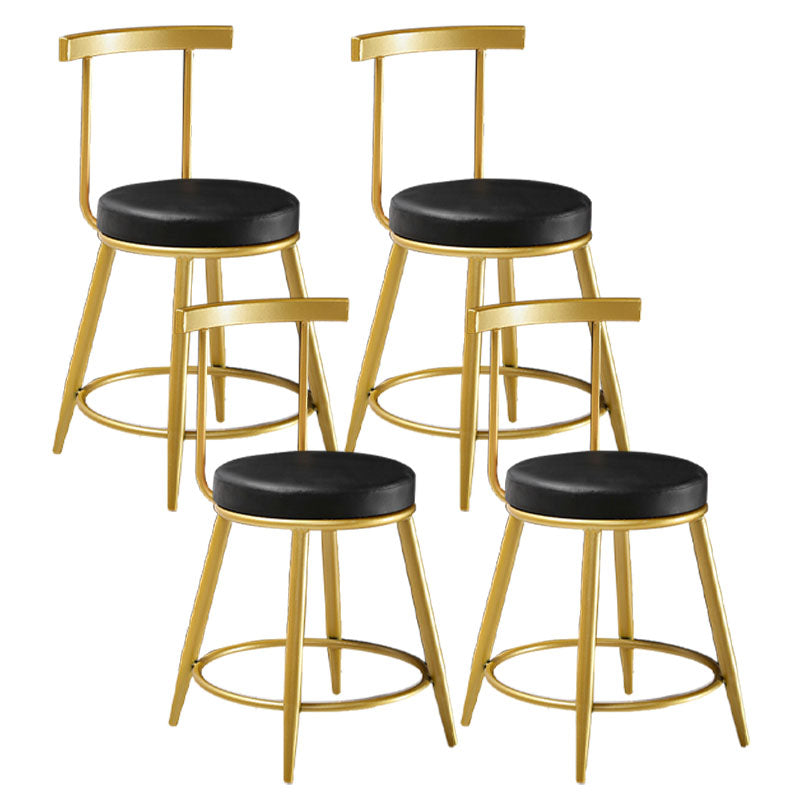 Nordic Style Upholstered Fabric Stools Armless Round Barstools for Home Black 4 Piece Set Short Stool(18"H) Clearhalo 'Bar Furniture' 'Bar Stools' 'bar_stools' 'furn' 'furn_bar_stools' 'Furniture' 'furniture_bar_stools' 'Kitchen & Dining Furniture' 4807515