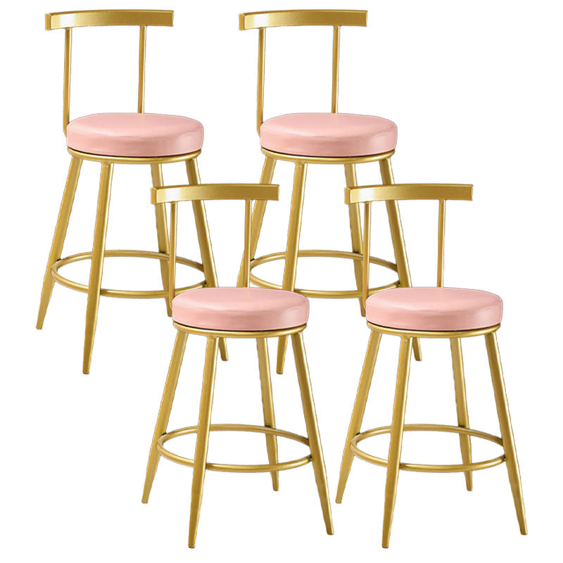 Nordic Style Upholstered Fabric Stools Armless Round Barstools for Home Pink 4 Piece Set Counter Stool(26"H) Clearhalo 'Bar Furniture' 'Bar Stools' 'bar_stools' 'furn' 'furn_bar_stools' 'Furniture' 'furniture_bar_stools' 'Kitchen & Dining Furniture' 4807518