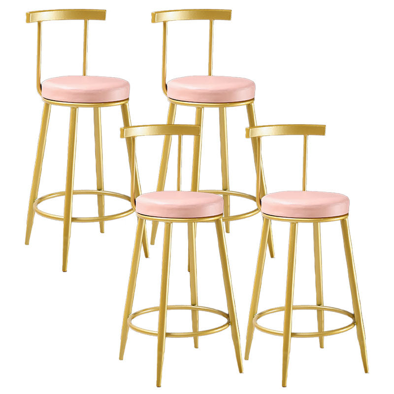 Nordic Style Upholstered Fabric Stools Armless Round Barstools for Home Pink 4 Piece Set Bar Stool(30"H) Clearhalo 'Bar Furniture' 'Bar Stools' 'bar_stools' 'furn' 'furn_bar_stools' 'Furniture' 'furniture_bar_stools' 'Kitchen & Dining Furniture' 4807522