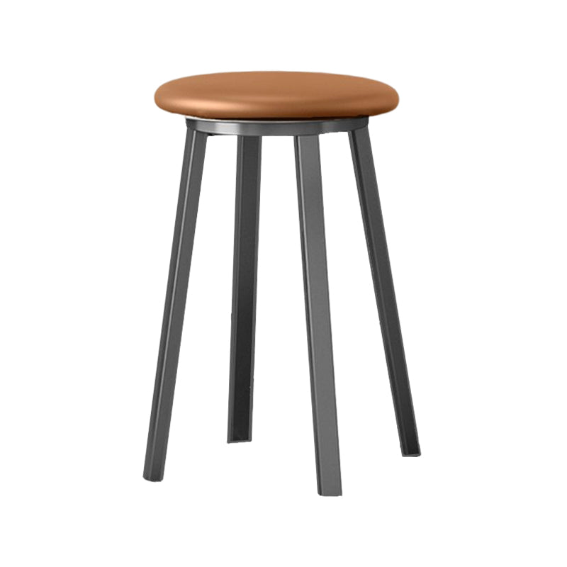 Modern Design Backless Swivel Barstools for Home Armless Stools with Metal Base Brown 1 Piece Clearhalo 'Bar Furniture' 'Bar Stools' 'bar_stools' 'furn' 'furn_bar_stools' 'Furniture' 'furniture_bar_stools' 'Kitchen & Dining Furniture' 4807586