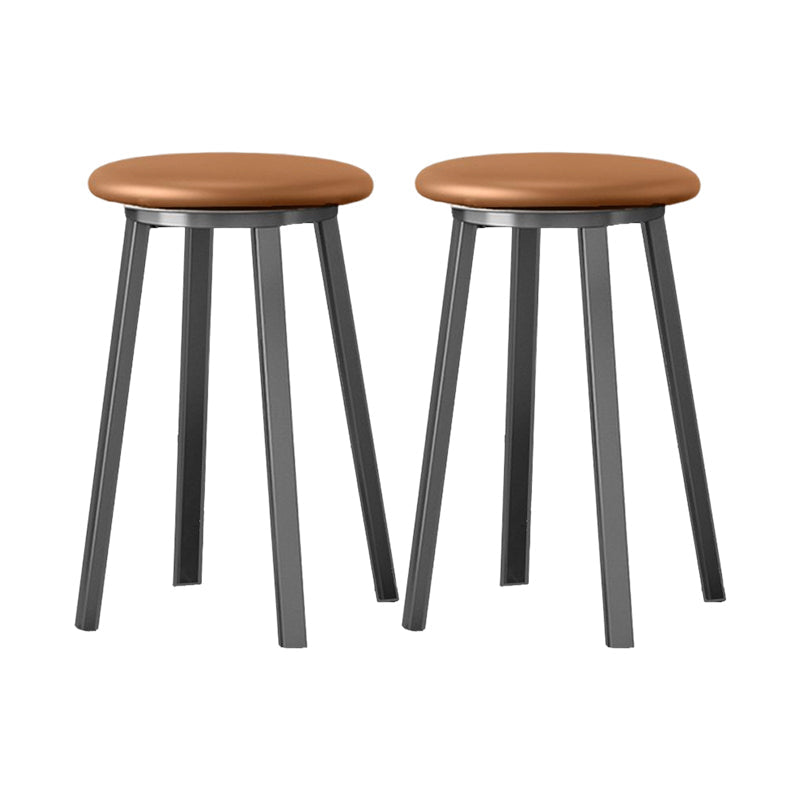 Modern Design Backless Swivel Barstools for Home Armless Stools with Metal Base Brown 2 Piece Set Clearhalo 'Bar Furniture' 'Bar Stools' 'bar_stools' 'furn' 'furn_bar_stools' 'Furniture' 'furniture_bar_stools' 'Kitchen & Dining Furniture' 4807598