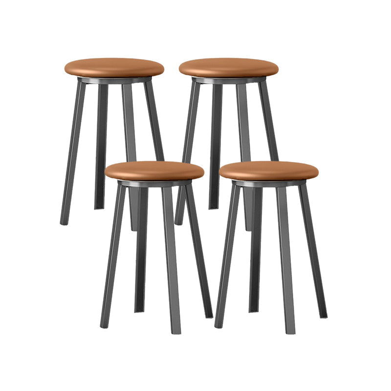 Modern Design Backless Swivel Barstools for Home Armless Stools with Metal Base Brown 4 Piece Set Clearhalo 'Bar Furniture' 'Bar Stools' 'bar_stools' 'furn' 'furn_bar_stools' 'Furniture' 'furniture_bar_stools' 'Kitchen & Dining Furniture' 4807604