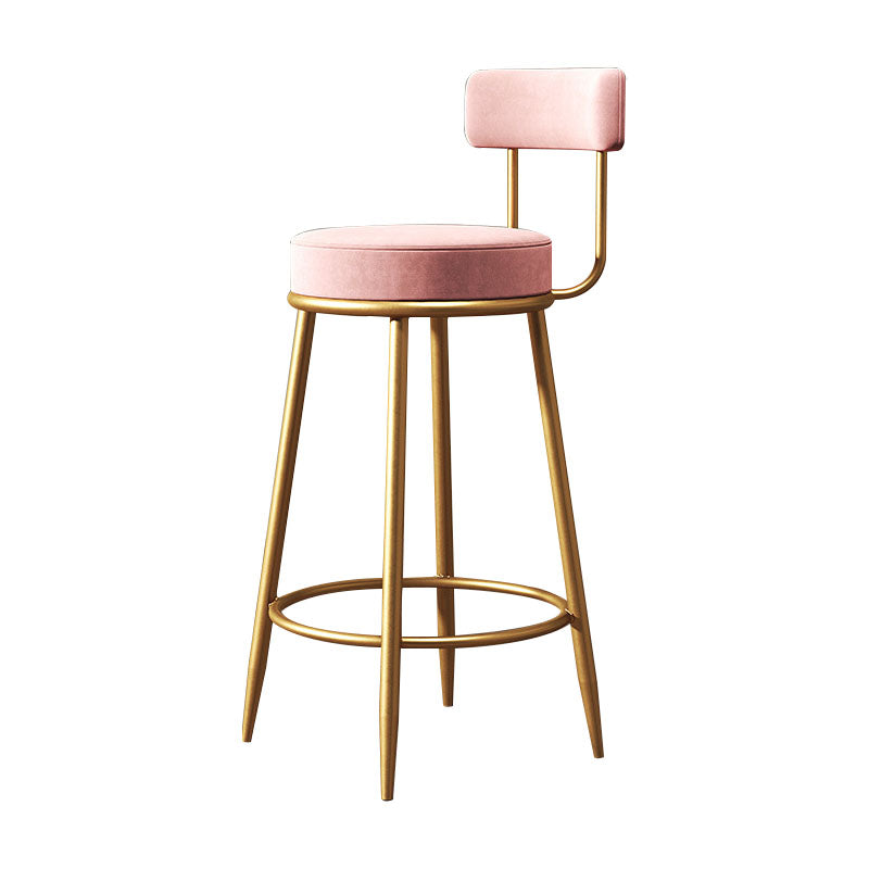 Nordic Design Low Back Armless Stools with Cushion Upholstered Counter Height Stool Pink 1 Piece Clearhalo 'Bar Furniture' 'Bar Stools' 'bar_stools' 'furn' 'furn_bar_stools' 'Furniture' 'furniture_bar_stools' 'Kitchen & Dining Furniture' 4807609