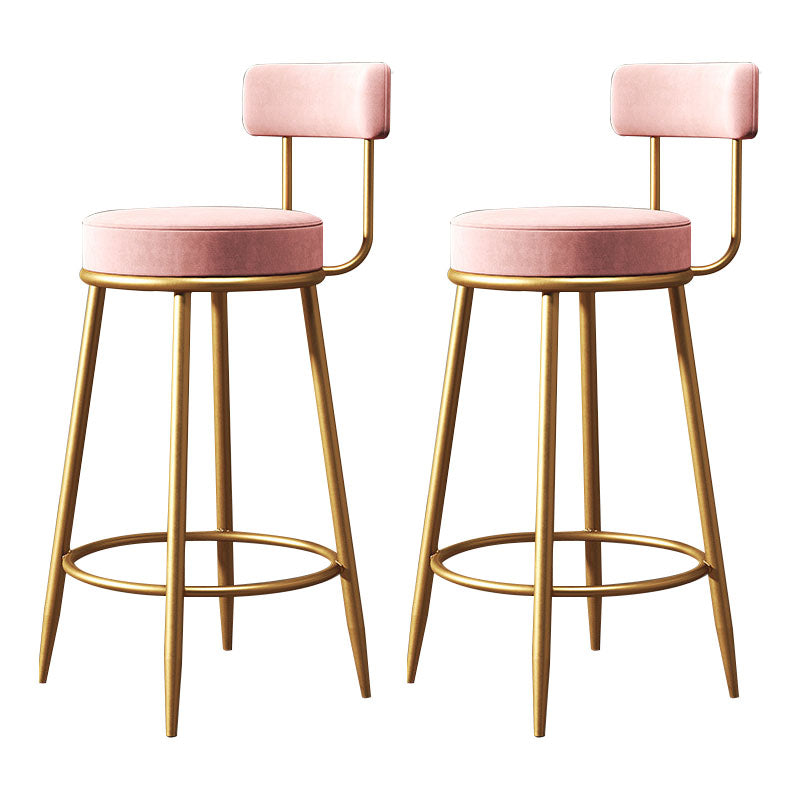 Nordic Design Low Back Armless Stools with Cushion Upholstered Counter Height Stool Pink 2 Piece Set Clearhalo 'Bar Furniture' 'Bar Stools' 'bar_stools' 'furn' 'furn_bar_stools' 'Furniture' 'furniture_bar_stools' 'Kitchen & Dining Furniture' 4807621