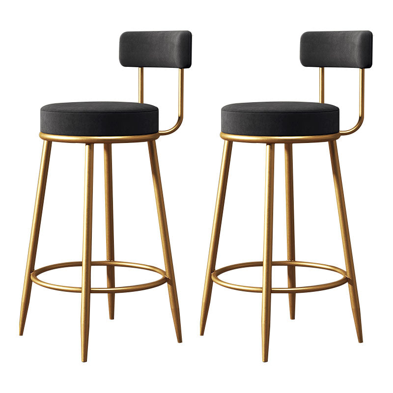 Nordic Design Low Back Armless Stools with Cushion Upholstered Counter Height Stool Black 2 Piece Set Clearhalo 'Bar Furniture' 'Bar Stools' 'bar_stools' 'furn' 'furn_bar_stools' 'Furniture' 'furniture_bar_stools' 'Kitchen & Dining Furniture' 4807628
