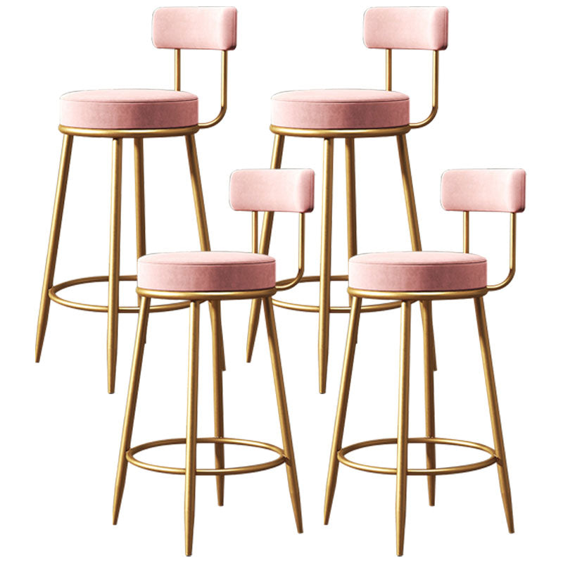 Nordic Design Low Back Armless Stools with Cushion Upholstered Counter Height Stool Pink 4 Piece Set Clearhalo 'Bar Furniture' 'Bar Stools' 'bar_stools' 'furn' 'furn_bar_stools' 'Furniture' 'furniture_bar_stools' 'Kitchen & Dining Furniture' 4807633