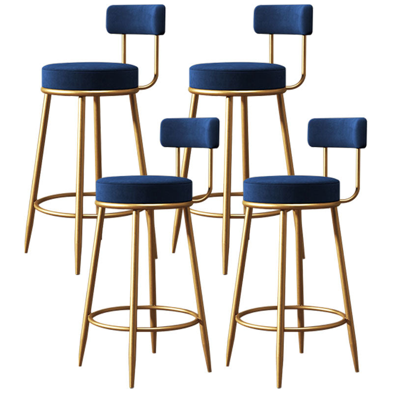 Nordic Design Low Back Armless Stools with Cushion Upholstered Counter Height Stool Blue 4 Piece Set Clearhalo 'Bar Furniture' 'Bar Stools' 'bar_stools' 'furn' 'furn_bar_stools' 'Furniture' 'furniture_bar_stools' 'Kitchen & Dining Furniture' 4807637