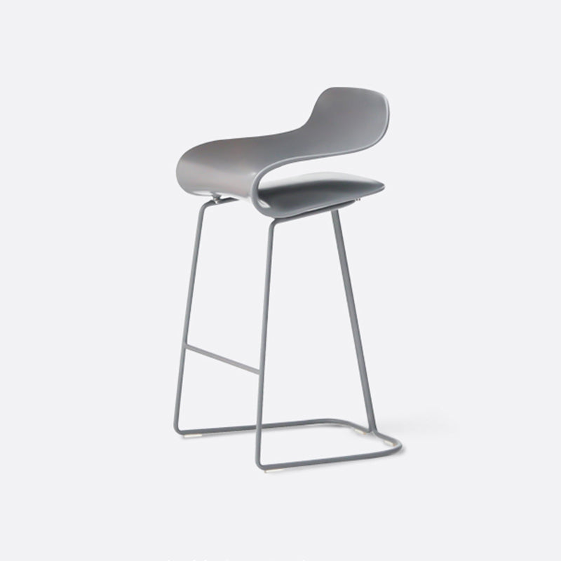 Contemporary Footrest Low Back Barstool Plastic Matte Finish Coffee Shop Stool Light Gray 1 Piece Counter Stool(26"H) Clearhalo 'Bar Furniture' 'Bar Stools' 'bar_stools' 'furn' 'furn_bar_stools' 'Furniture' 'furniture_bar_stools' 'Kitchen & Dining Furniture' 4807646