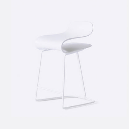 Contemporary Footrest Low Back Barstool Plastic Matte Finish Coffee Shop Stool White 1 Piece Short Stool(22"H) Clearhalo 'Bar Furniture' 'Bar Stools' 'bar_stools' 'furn' 'furn_bar_stools' 'Furniture' 'furniture_bar_stools' 'Kitchen & Dining Furniture' 4807649