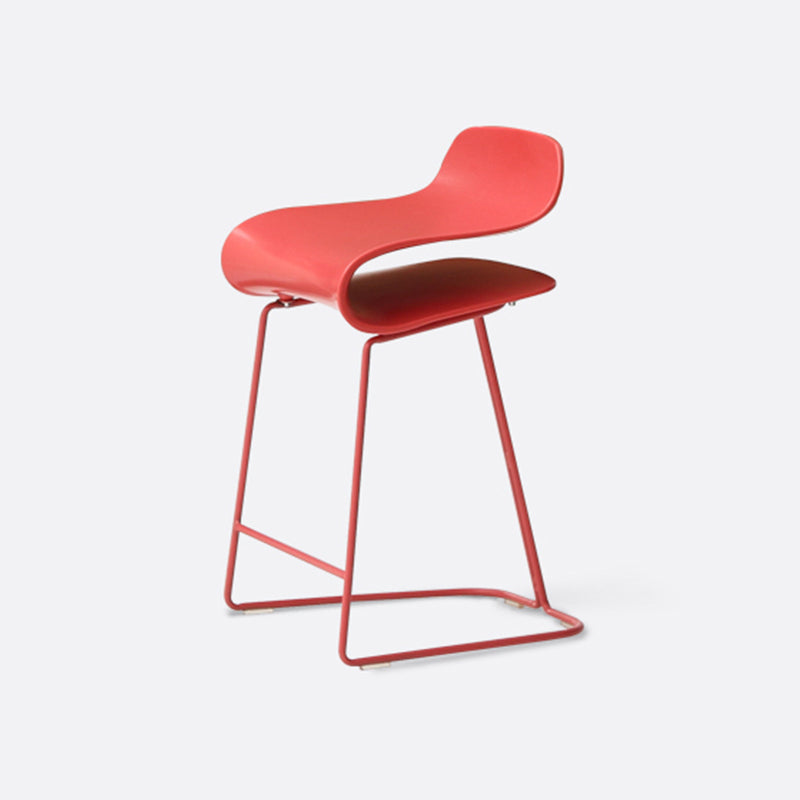 Contemporary Footrest Low Back Barstool Plastic Matte Finish Coffee Shop Stool Red 1 Piece Short Stool(22"H) Clearhalo 'Bar Furniture' 'Bar Stools' 'bar_stools' 'furn' 'furn_bar_stools' 'Furniture' 'furniture_bar_stools' 'Kitchen & Dining Furniture' 4807654