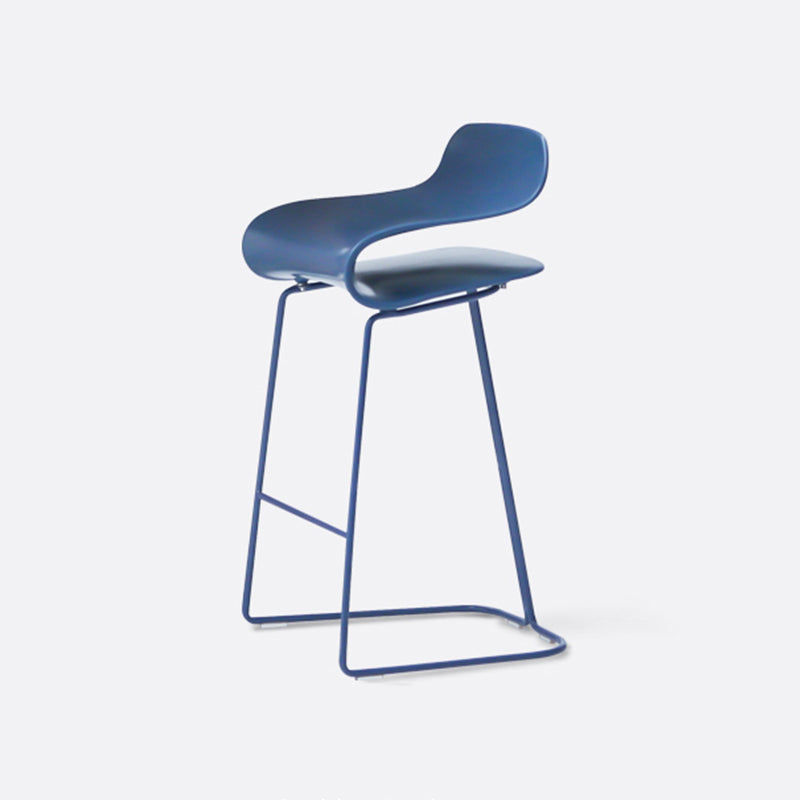 Contemporary Footrest Low Back Barstool Plastic Matte Finish Coffee Shop Stool Blue 1 Piece Counter Stool(26"H) Clearhalo 'Bar Furniture' 'Bar Stools' 'bar_stools' 'furn' 'furn_bar_stools' 'Furniture' 'furniture_bar_stools' 'Kitchen & Dining Furniture' 4807660