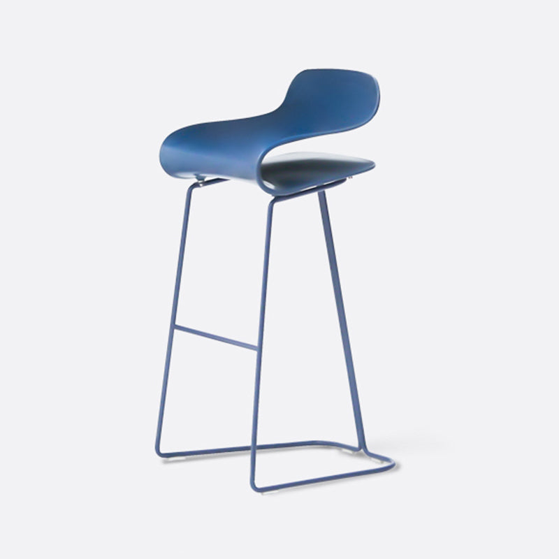 Contemporary Footrest Low Back Barstool Plastic Matte Finish Coffee Shop Stool Blue 1 Piece Bar Stool(30"H) Clearhalo 'Bar Furniture' 'Bar Stools' 'bar_stools' 'furn' 'furn_bar_stools' 'Furniture' 'furniture_bar_stools' 'Kitchen & Dining Furniture' 4807662