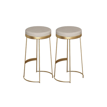 Scandinavian Backless Round BarStools for Home Upholstered Counter Height Stool 2 Piece Set Clearhalo 'Bar Furniture' 'Bar Stools' 'bar_stools' 'furn' 'furn_bar_stools' 'Furniture' 'furniture_bar_stools' 'Kitchen & Dining Furniture' 4807672