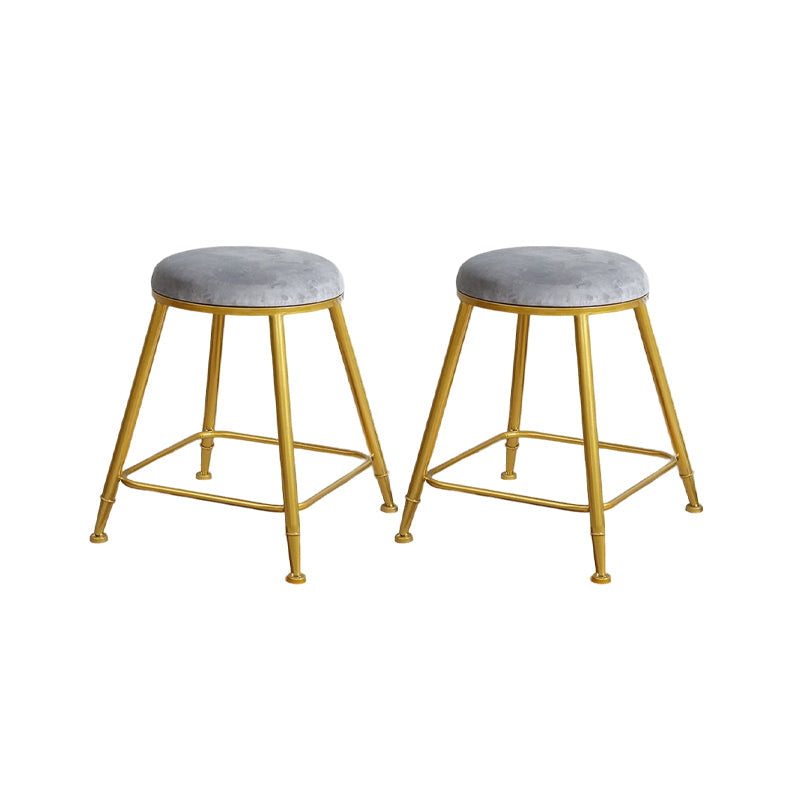 Nordic Design Stackable Backless Barstools for Home Upholstered Bar Stools Grey 2 Piece Set Short Stool(18"H) Clearhalo 'Bar Furniture' 'Bar Stools' 'bar_stools' 'furn' 'furn_bar_stools' 'Furniture' 'furniture_bar_stools' 'Kitchen & Dining Furniture' 4807689