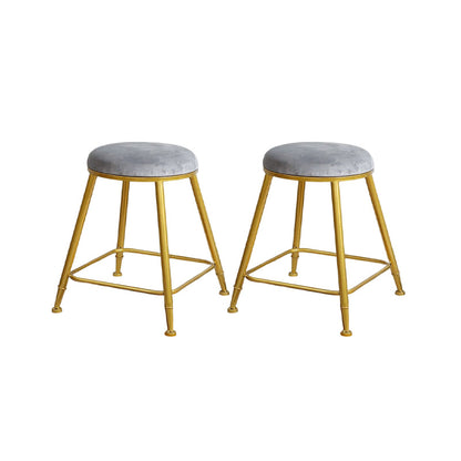 Nordic Design Stackable Backless Barstools for Home Upholstered Bar Stools Grey 2 Piece Set Short Stool(18"H) Clearhalo 'Bar Furniture' 'Bar Stools' 'bar_stools' 'furn' 'furn_bar_stools' 'Furniture' 'furniture_bar_stools' 'Kitchen & Dining Furniture' 4807689