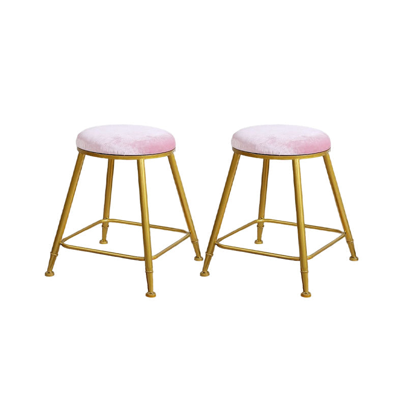 Nordic Design Stackable Backless Barstools for Home Upholstered Bar Stools Pink 2 Piece Set Short Stool(18"H) Clearhalo 'Bar Furniture' 'Bar Stools' 'bar_stools' 'furn' 'furn_bar_stools' 'Furniture' 'furniture_bar_stools' 'Kitchen & Dining Furniture' 4807690