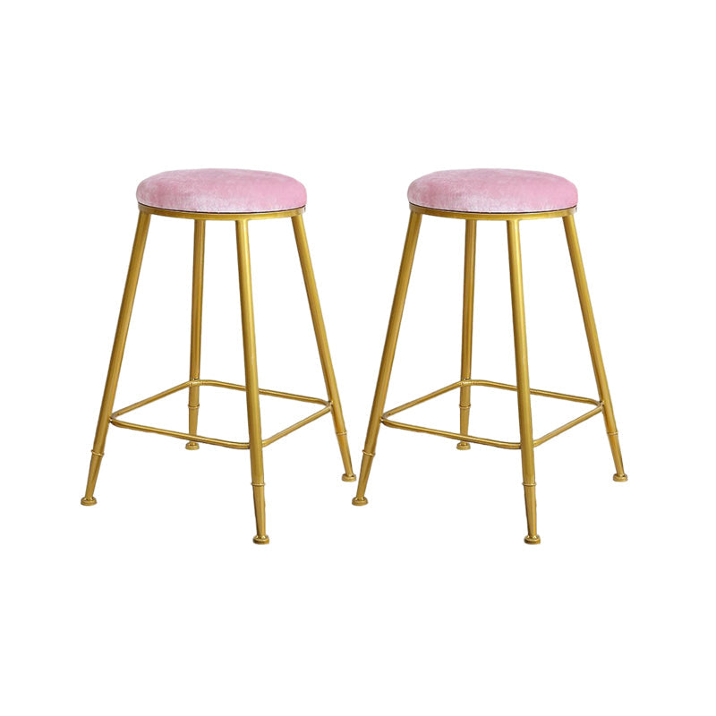 Nordic Design Stackable Backless Barstools for Home Upholstered Bar Stools Pink 2 Piece Set Counter Stool(26"H) Clearhalo 'Bar Furniture' 'Bar Stools' 'bar_stools' 'furn' 'furn_bar_stools' 'Furniture' 'furniture_bar_stools' 'Kitchen & Dining Furniture' 4807698