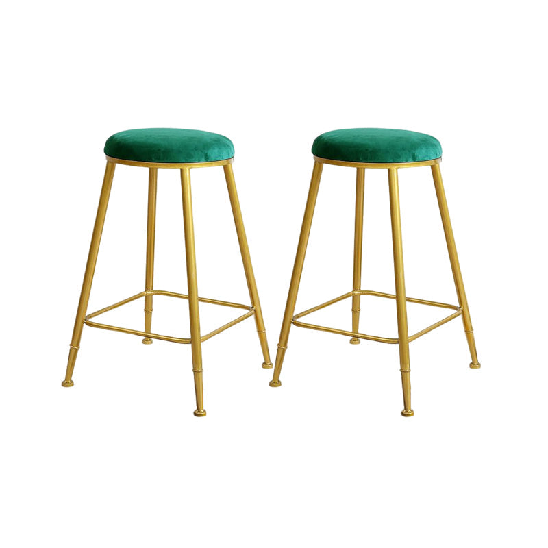 Nordic Design Stackable Backless Barstools for Home Upholstered Bar Stools Green 2 Piece Set Counter Stool(26"H) Clearhalo 'Bar Furniture' 'Bar Stools' 'bar_stools' 'furn' 'furn_bar_stools' 'Furniture' 'furniture_bar_stools' 'Kitchen & Dining Furniture' 4807702