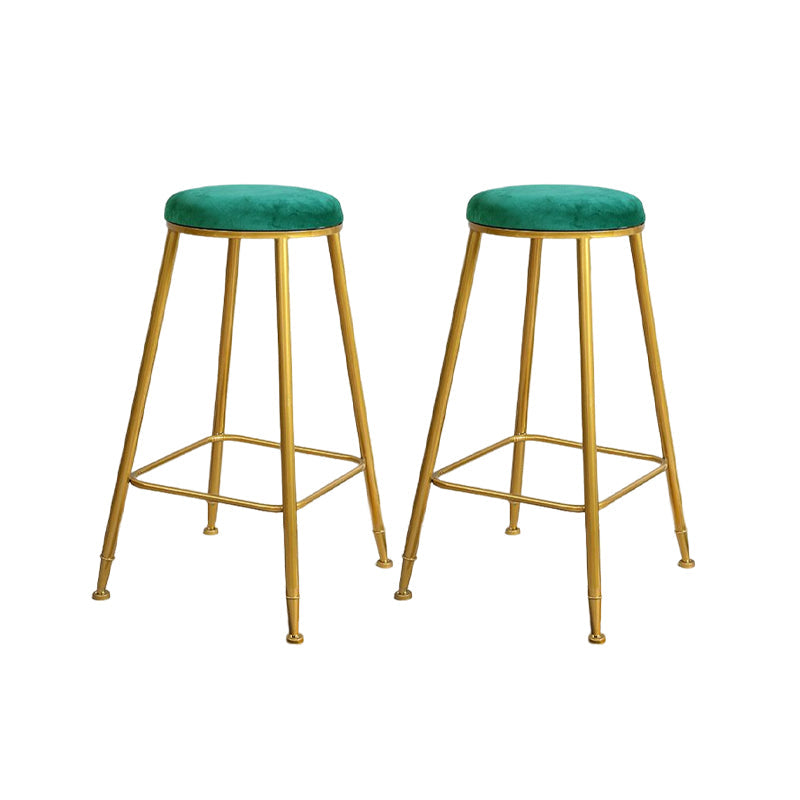Nordic Design Stackable Backless Barstools for Home Upholstered Bar Stools Green 2 Piece Set Bar Stool(30"H) Clearhalo 'Bar Furniture' 'Bar Stools' 'bar_stools' 'furn' 'furn_bar_stools' 'Furniture' 'furniture_bar_stools' 'Kitchen & Dining Furniture' 4807710