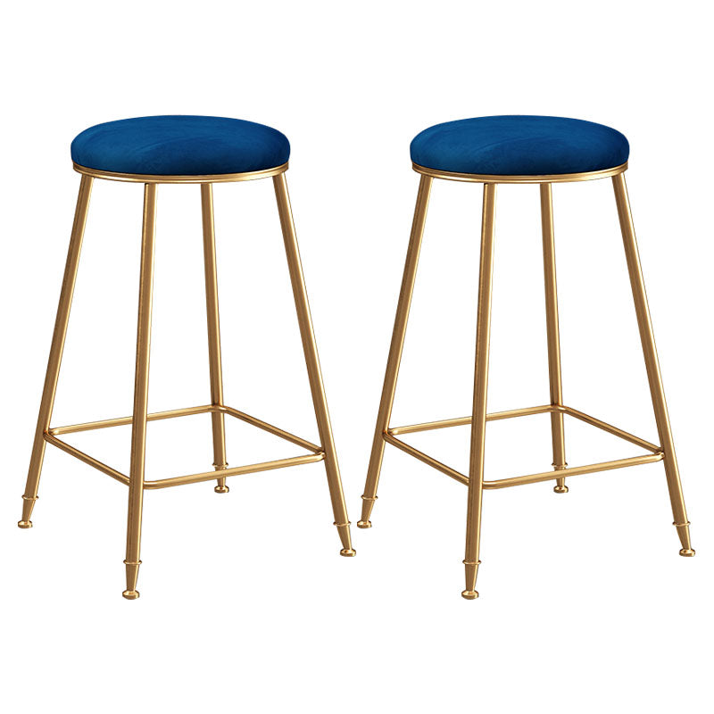 Nordic Design Stackable Backless Barstools for Home Upholstered Bar Stools with Metal Legs Blue 2 Piece Set Counter Stool(26"H) Clearhalo 'Bar Furniture' 'Bar Stools' 'bar_stools' 'furn' 'furn_bar_stools' 'Furniture' 'furniture_bar_stools' 'Kitchen & Dining Furniture' 4807719