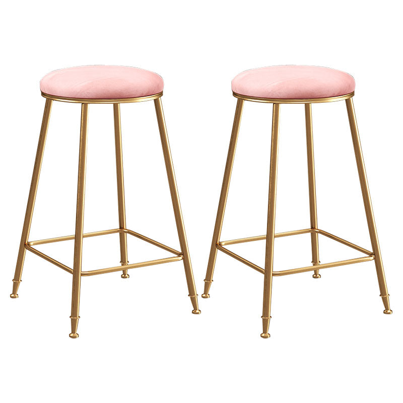 Nordic Design Stackable Backless Barstools for Home Upholstered Bar Stools with Metal Legs Pink 2 Piece Set Counter Stool(26"H) Clearhalo 'Bar Furniture' 'Bar Stools' 'bar_stools' 'furn' 'furn_bar_stools' 'Furniture' 'furniture_bar_stools' 'Kitchen & Dining Furniture' 4807721
