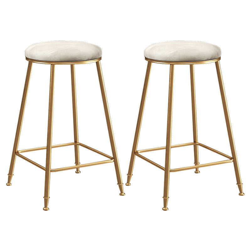 Nordic Design Stackable Backless Barstools for Home Upholstered Bar Stools with Metal Legs White 2 Piece Set Counter Stool(26"H) Clearhalo 'Bar Furniture' 'Bar Stools' 'bar_stools' 'furn' 'furn_bar_stools' 'Furniture' 'furniture_bar_stools' 'Kitchen & Dining Furniture' 4807722