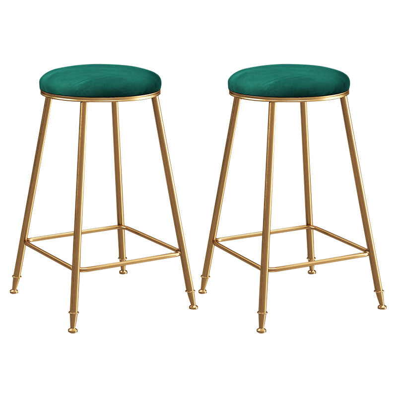 Nordic Design Stackable Backless Barstools for Home Upholstered Bar Stools with Metal Legs Green 2 Piece Set Counter Stool(26"H) Clearhalo 'Bar Furniture' 'Bar Stools' 'bar_stools' 'furn' 'furn_bar_stools' 'Furniture' 'furniture_bar_stools' 'Kitchen & Dining Furniture' 4807725