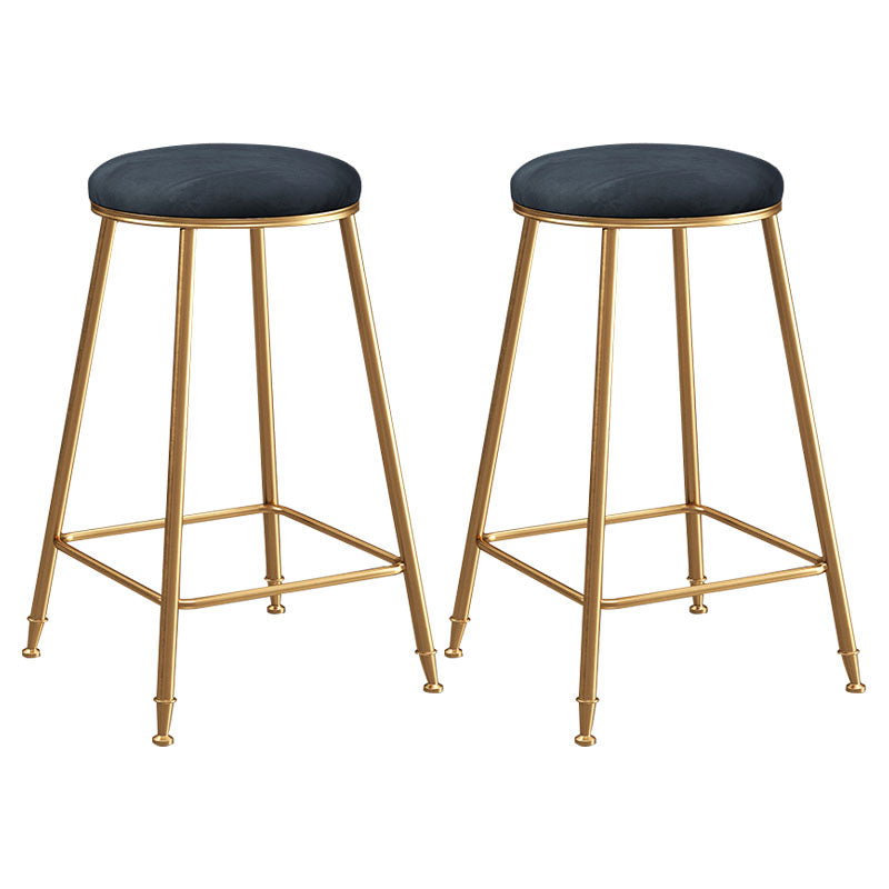 Nordic Design Stackable Backless Barstools for Home Upholstered Bar Stools with Metal Legs Black 2 Piece Set Counter Stool(26"H) Clearhalo 'Bar Furniture' 'Bar Stools' 'bar_stools' 'furn' 'furn_bar_stools' 'Furniture' 'furniture_bar_stools' 'Kitchen & Dining Furniture' 4807727