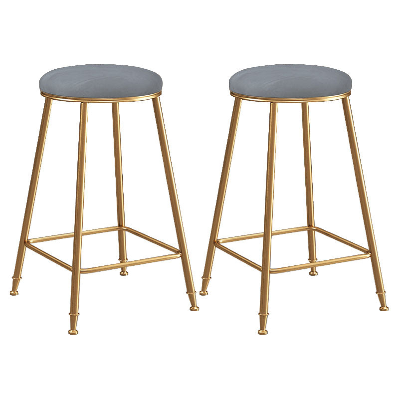 Nordic Design Stackable Backless Barstools for Home Upholstered Bar Stools with Metal Legs Grey 2 Piece Set Counter Stool(26"H) Clearhalo 'Bar Furniture' 'Bar Stools' 'bar_stools' 'furn' 'furn_bar_stools' 'Furniture' 'furniture_bar_stools' 'Kitchen & Dining Furniture' 4807728