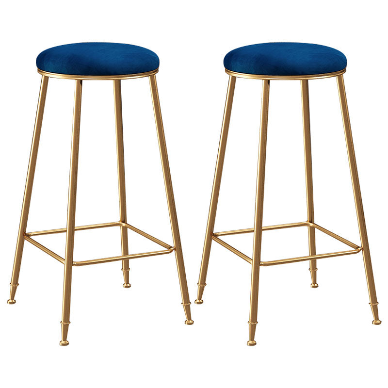 Nordic Design Stackable Backless Barstools for Home Upholstered Bar Stools with Metal Legs Blue 2 Piece Set Bar Stool(30"H) Clearhalo 'Bar Furniture' 'Bar Stools' 'bar_stools' 'furn' 'furn_bar_stools' 'Furniture' 'furniture_bar_stools' 'Kitchen & Dining Furniture' 4807731