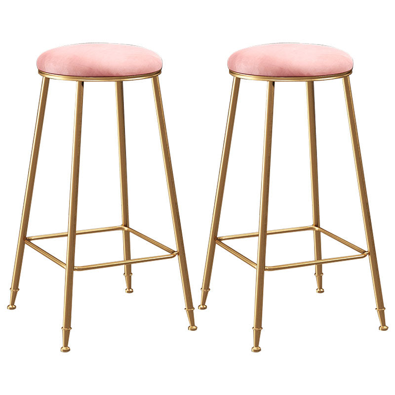 Nordic Design Stackable Backless Barstools for Home Upholstered Bar Stools with Metal Legs Pink 2 Piece Set Bar Stool(30"H) Clearhalo 'Bar Furniture' 'Bar Stools' 'bar_stools' 'furn' 'furn_bar_stools' 'Furniture' 'furniture_bar_stools' 'Kitchen & Dining Furniture' 4807733