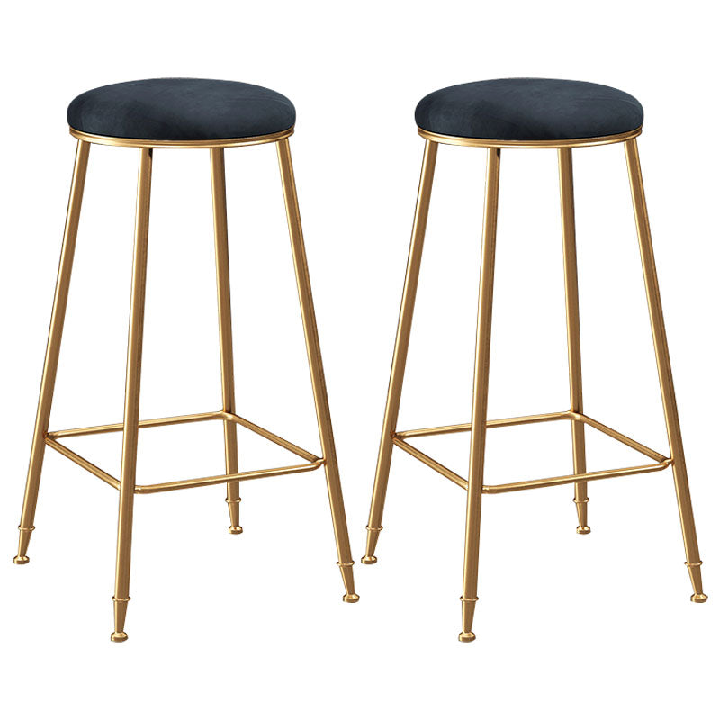 Nordic Design Stackable Backless Barstools for Home Upholstered Bar Stools with Metal Legs Black 2 Piece Set Bar Stool(30"H) Clearhalo 'Bar Furniture' 'Bar Stools' 'bar_stools' 'furn' 'furn_bar_stools' 'Furniture' 'furniture_bar_stools' 'Kitchen & Dining Furniture' 4807738