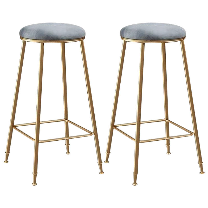 Nordic Design Stackable Backless Barstools for Home Upholstered Bar Stools with Metal Legs Grey 2 Piece Set Bar Stool(30"H) Clearhalo 'Bar Furniture' 'Bar Stools' 'bar_stools' 'furn' 'furn_bar_stools' 'Furniture' 'furniture_bar_stools' 'Kitchen & Dining Furniture' 4807740