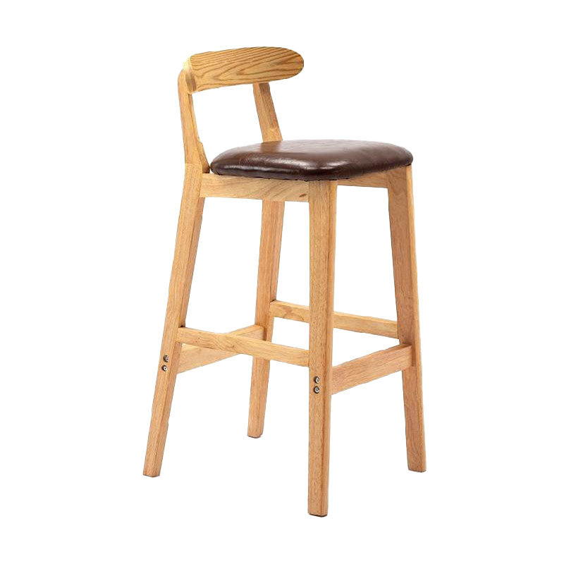 Scandinavian Upholstered Low Back Footrest Stool Matte Finish Rubberwood Barstool Brown 1 Piece Clearhalo 'Bar Furniture' 'Bar Stools' 'bar_stools' 'furn' 'furn_bar_stools' 'Furniture' 'furniture_bar_stools' 'Kitchen & Dining Furniture' 4807770