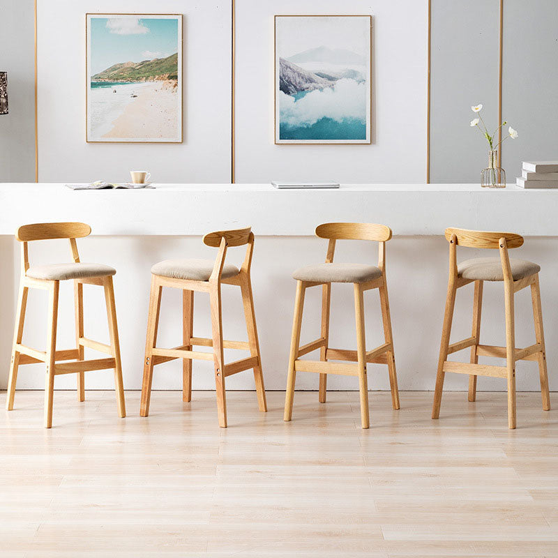 Scandinavian Upholstered Low Back Footrest Stool Matte Finish Rubberwood Barstool Clearhalo 'Bar Furniture' 'Bar Stools' 'bar_stools' 'furn' 'furn_bar_stools' 'Furniture' 'furniture_bar_stools' 'Kitchen & Dining Furniture' 4807771