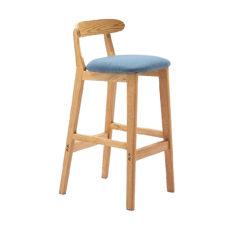 Scandinavian Upholstered Low Back Footrest Stool Matte Finish Rubberwood Barstool Sky Blue 1 Piece Clearhalo 'Bar Furniture' 'Bar Stools' 'bar_stools' 'furn' 'furn_bar_stools' 'Furniture' 'furniture_bar_stools' 'Kitchen & Dining Furniture' 4807774