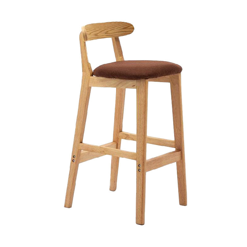 Scandinavian Upholstered Low Back Footrest Stool Matte Finish Rubberwood Barstool Coffee 1 Piece Clearhalo 'Bar Furniture' 'Bar Stools' 'bar_stools' 'furn' 'furn_bar_stools' 'Furniture' 'furniture_bar_stools' 'Kitchen & Dining Furniture' 4807779